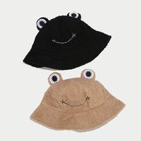 Nouveau Chapeau Bob d'Hiver Brodé Grenouille avec Cordon Réglable, Chapeau de Pêcheur Panama Chaud pour l'Extérieur