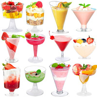 Vente directe : Gobelet jetable en plastique épais, haut, pour pudding, mousse, crème glacée, crème dessert, pour mariages et fêtes
