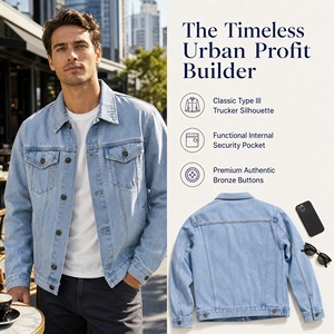 Giacca di jeans da uomo Niche-Market con tasca interna, giacca trucker in cotone lavato, abbigliamento uomo, all'ingrosso, personalizzabile B2B, 7XL - Product Image 2