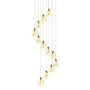 Radiant Marbled Resin Disc Chandelier 48 Heads Cascading Amber Gold 3-Color Changeable Bespoke Luxury Stately Magnificent <strong>Light</strong> - Product Image 3