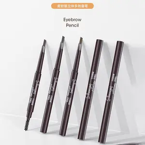 5 Colors 2 In 1 Custom Label Double Head Eyebrow Brush Makeup Brow Pen Waterproof Eyebrow