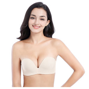 Sujetador halter sexy de encaje para mujer, invisible, push-up, sin tirantes, antideslizante, sin costuras, sin aros, copas B/C - Product Image 2