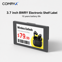 COMPAX Layar E-Ink 4 Warna 3,7 inci IP65 Nirkabel Bluetooth Poster Digital Hemat Daya untuk Dalam Ruangan Label Rak Elektronik dengan CMS Terintegrasi