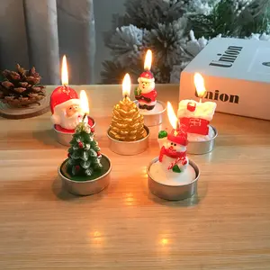 상업용 Navidad 장식 티 라이트 선물 공예 산타 클로스 눈사람 크리스마스 트리 양초 금형 장식품 크리스마스 양초