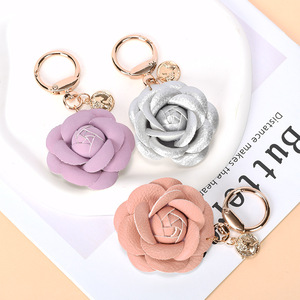 New Fashion Camellia Flower Shape Bag Charm Tassel Keychain for Woman Luxury Jewelry Bag Decoration Pendant Accessories - Product Image 2