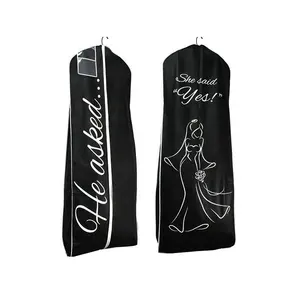 High Quality Custom Logo Dustproof Wed Gown Wedding Dress Foldable Travel Dust Cover Bag Nylon Garment Suit Bags With Pockets