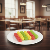 Fabrieksdirect 90g Melk Trekkoord-Balvormige Fruit Gummy Candy Rekbare OEM Private Label Bulk Groothandel Exporteur