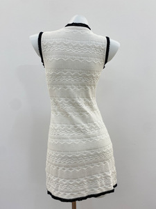 <span class=keywords><strong>Vestido</strong></span> de oficina Seven Color 2026, novedades, color <span class=keywords><strong>blanco</strong></span> marfil francés, con encaje en contraste y broche de lazo desmontable - Product Image 3
