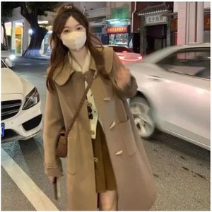 Women's Japanese Style Wool Coat Apricot Mid Length <b>Toggle</b> <b>Buttons</b> Autumn Winter Coat - Product Image 4