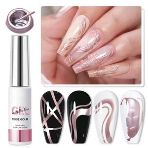 Fourniture de haute qualité or argent métal <span class=keywords><strong>effet</strong></span> Mirrir Nail Art Liner Gel peinture tremper UV LED <span class=keywords><strong>miroir</strong></span> métallisé Liner Gel <span class=keywords><strong>vernis</strong></span> - Product Image 2