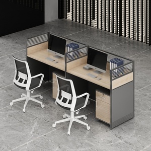 Modern Desk Partition Factory Manufacturer Modern Modular Panel L Shaped <b>Office</b> Cubicle Workstation for 2 People - Product Image 1
