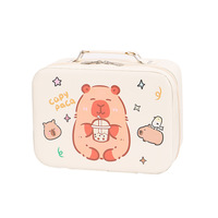 Trousse de Maquillage Imperméable Grande Capacité en PVC avec Fermeture Éclair, Motif Capybara Mignon, Boîte de Rangement pour Cosmétiques