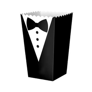 Boîtes à popcorn en papier noir <span class=keywords><strong>et</strong></span> blanc, nœud papillon, recyclables, carrées, adaptées aux films, aux enfants, aux expositions, aux supermarchés, au stockage des aliments - Product Image 4