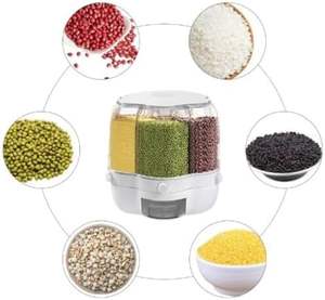 6.5kg Household Dry Grain Rice Storage <b>Container</b> Clear Damp-Proof <b>Plastic</b> 6 Grids Rotatable Kitchen Food Dispenser for Rice - Product Image 3