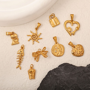 Breloques hypoallergéniques, breloque de voyage, <span class=keywords><strong>sac</strong></span> à <span class=keywords><strong>main</strong></span>, frites, pendentifs en acier inoxydable plaqué or 18 carats pour collier, fabrication de bijoux DIY - Product Image 6