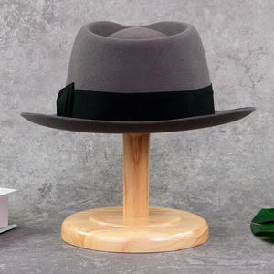 LIHUA al por mayor gris personalizado lana <span class=keywords><strong>sombrero</strong></span> sombreros de ala corta - Product Image 6