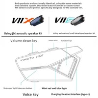 Casque de moto Vemaitong V11X V11S avec interphone Bluetooth pour appels mains libres et musique