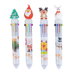 Bolígrafos de diez colores con cabeza de Navidad de dibujos animados tridimensionales, papelería de plástico para estudiantes, suministros escolares, Navidad de 0,7mm - Product Image 1