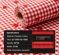 Tissu en polyester et coton jacquard géométrique à carreaux imprimé 32+150D*32+150D 80*68 57/58" pour robes de filles, chemises, textiles de maison et rideaux