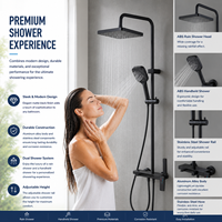 Système de douche OEM multifonctionnel noir mat en aluminium avec mitigeur céramique eau chaude/froide et barre coulissante pour hôtels et villas