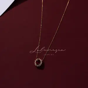 S925 Sterling silver plated 14-karat gold ruby necklace Exquisite vintage garnet zircon pendant for women jewelry