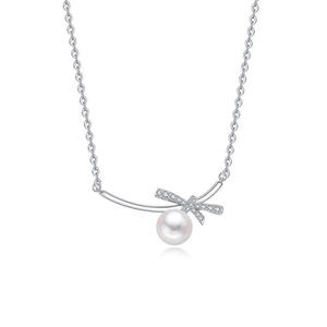 Collar de Alta Gama Estilo Hepburn para Mujer, Shijia, Lujo Ligero, Plata Pura Natural con Incrustaciones de Circonio y Perla, Modelo Wenchi de China - Product Image 5