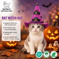 Direkt vom Hersteller: Halloween-Haustier-Zaubererhut mit Verschiedenen Mustern - Kürbis, Geist, Fledermaus - Partydekoration, Einfach zu Tragender Hunde- und Katzen-Cosplay-Hut