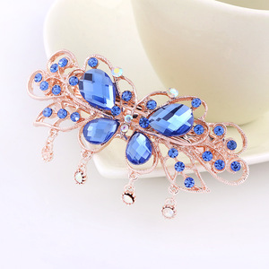 Qianjin toptan zarif Metal kelebek saç tokası kristal püskül Rhinestone firkete yengeç Hairgrip kadınlar için - Product Image 1