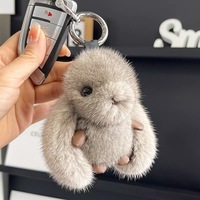 Porte-clés de voiture en peluche lapin mignon, pendentif pour sac à dos, cadeau, figurine en peluche lapin