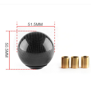 Pièce de modification intérieure pour voiture de course JDM, pommeau de levier de vitesse manuel en fibre de carbone véritable, pommeau de levier de vitesse rond avec 3 adaptateurs filetés - Product Image 4