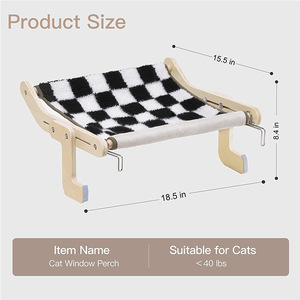 Wooden Window Sill Cat <b>Bed</b> Natural Wood Color Reversible Cover For Indoor Cats - Product Image 5
