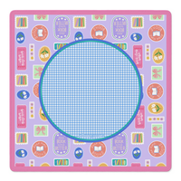 Tapis de protection de table pliable antidérapant motif floral cercle teal 80x80cm 3mm d'épaisseur pour Mahjong