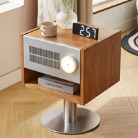 Table de chevet intelligente en bois massif Bauhaus, armoire latérale pliable avec miroir pour chambre à coucher, appartement et salle à manger