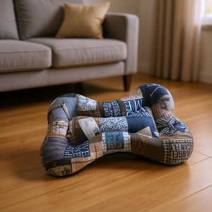 Coussin pour chien Yommy en forme d'os 90x70cm, lit doux pour animaux de compagnie - Product Image 2