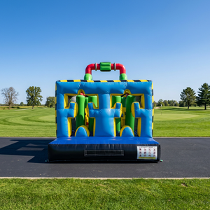 Parcours d'obstacles gonflable géant de qualité commerciale tout-en-un avec toboggan et château gonflable, équipement de jeu gonflable d'extérieur - Product Image 3