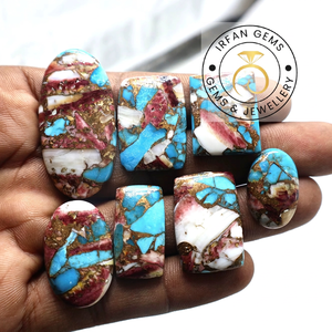 Lot de pierres de haute qualité en cuivre turquoise huître, polies à la main, pour la fabrication de bijoux, prix de gros - Product Image 1