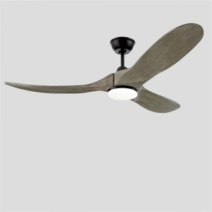 Ventilateur de plafond LED moderne en bois massif et fer 48W, 5 pales, 3 couleurs, gradation, télécommande 6 voix, verre 42-54 pouces, garantie 10 ans - Product Image 1