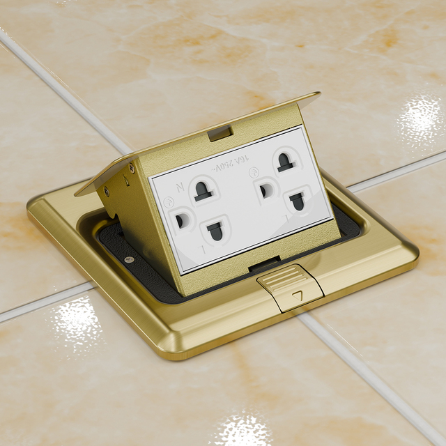 Waterproof IP44 Floor Mounted Outlet Thailand Socket Pop up Mechanism Floor Socket Box with Concealed Cable Management