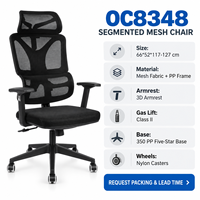 Chaise de bureau ergonomique moderne en maille avec accoudoirs 3D, hauteur réglable, pivotante, pour l'école et l'usage commercial