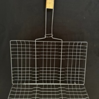 Grille de barbecue en acier inoxydable sur mesure - Grille de cuisson en métal robuste avec poignée pour rôtir la viande, panier de barbecue