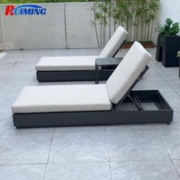 Chaise longue de piscine en aluminium robuste avec coussin pour villa, hôtel, complexe hôtelier, jardin, patio