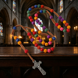 Chapelet catholique en résine de haute qualité, rond, avec perles d'Assise, motif croix, 20 chevaliers templiers, vente en gros, en vrac, pour la vente en gros de articles religieux. - Product Image 4