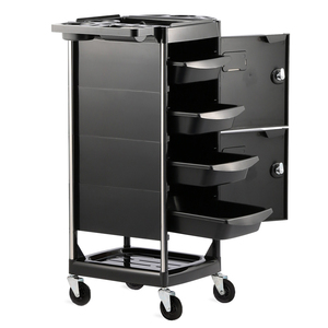 Carrito de Herramientas de Salón Plegable de Plástico Moderno, Gabinetes Dobles con Cierre, Carrito de Almacenamiento con Ruedas para Equipos de Salón de Belleza y Spa - Product Image 4