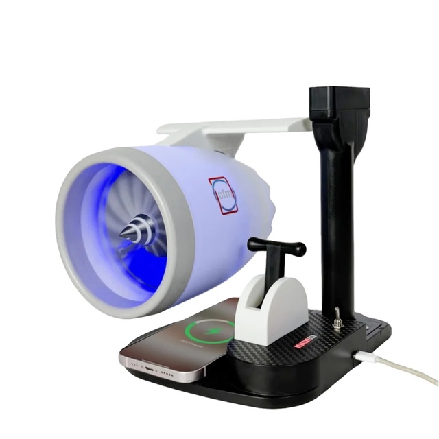 Jet Engine Fan Aircraft Turbofan Turbojet Model Kit 3D Printing Engine Toy with Humidifier Phone Wireless Charging Function
