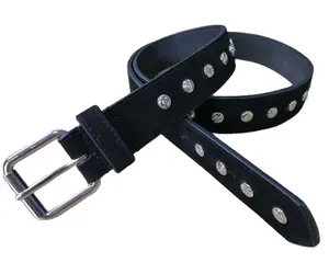 custom fashion 100% cow hide suede nubuck leather belt for man woman with rivet in Silver finish