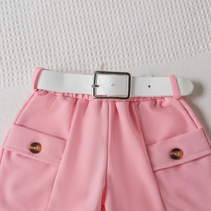 Ensemble 2 pièces pour filles, haut polo sans manches côtelé avec motif cœur, short <span class=keywords><strong>cargo</strong></span> à ceinture, vêtements d'été pour bébé de 1 à 4 <span class=keywords><strong>ans</strong></span> - Product Image 4