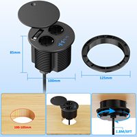 Prise de bureau escamotable avec prise EU, câble Type C rétractable 35W, 2 prises, 4 ports USB, multiprise de bureau dissimulée manuelle pour le bureau