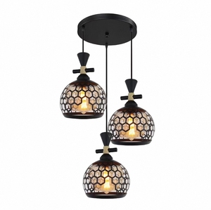 Lampe à Suspension Moderne Rétro en Verre de Fer Noir 220V Petite <span class=keywords><strong>Ampoule</strong></span> en Métal Long <span class=keywords><strong>Fil</strong></span> de Suspension pour Maison Hôtel Restaurant Style Traditionnel - Product Image 1