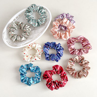 Scrunchie Satin Cetak Warna-Warni, Scrunchie Cetak Kartun Lucu, Aksesoris Rambut, Ikat Rambut Satin Kristal Baru 2026