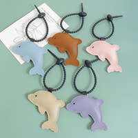 Porte-clés Dauphin en Cuir PU, Adorable Porte-clés Animal, Pendentif de Sac, Accessoire Décoratif Polyvalent pour Usage Quotidien, Cadeau, Vente en Gros